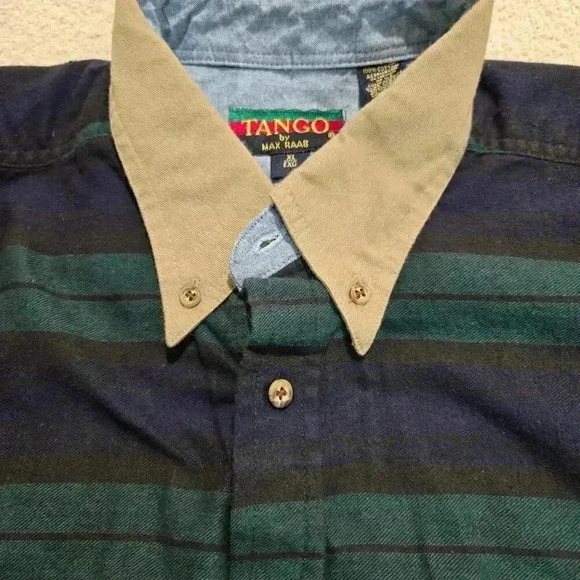 Tango by Max Raab Men's XL Long Sleeve Casual Button-down Plaid Flannel Shirt - Picture 2 of 16